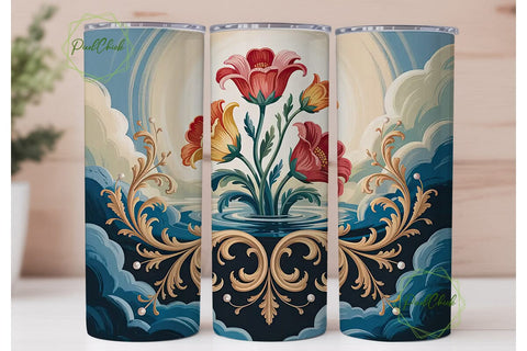 Elegant Baroque Floral 20oz Tumbler Wrap Sublimation PixelChick 