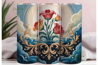 Elegant Baroque Floral 20oz Tumbler Wrap Sublimation PixelChick 