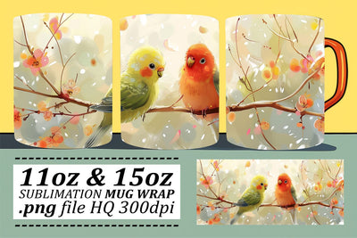 Elegant Bird Design Mug – Sublimation Wrap 11oz & 15oz Sublimation afrosvg 