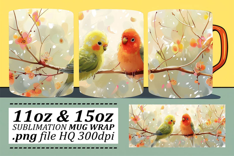 Elegant Bird Design Mug – Sublimation Wrap 11oz & 15oz Sublimation afrosvg 