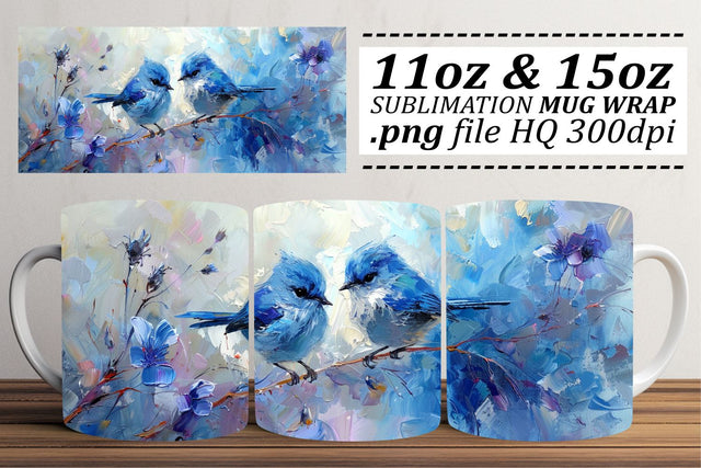Elegant Bird Mug Wrap – Sublimation Design for 11oz & 15oz Sublimation afrosvg 