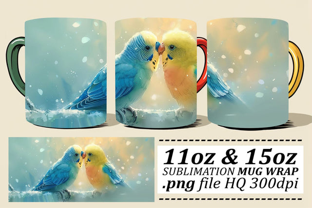 Elegant Birds Mug Wrap – 11oz & 15oz Sublimation Design Sublimation afrosvg 