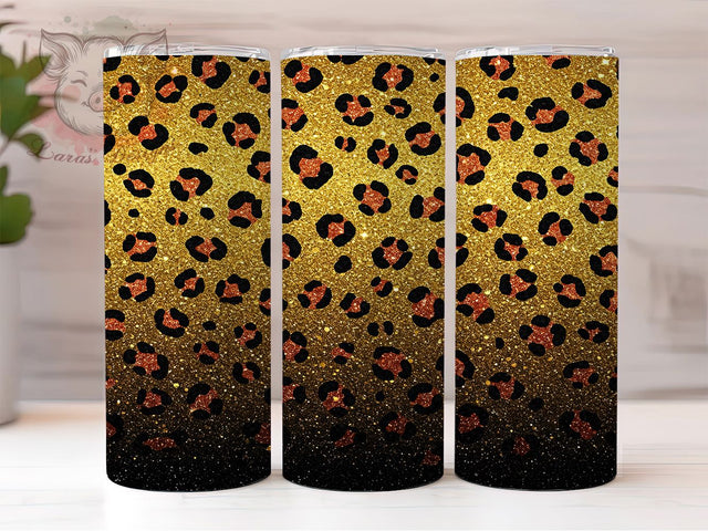 Elegant Black Gold Leopard Tumbler Wrap, Leopard Glitter Wrap, Seamless Animal Print, Elegant Tumbler Design, Glam Leopard Sublimation, Gold Glitter Wrap, Luxury Tumbler Wrap Sublimation Lara' s Designs 