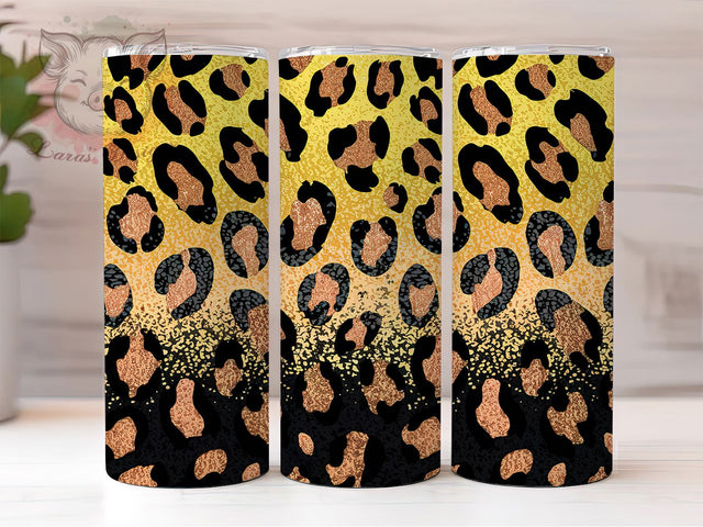 Elegant Black Gold Leopard Tumbler Wrap, Leopard Glitter Wrap, Seamless Animal Print, Elegant Tumbler Design, Glam Leopard Sublimation, Gold Glitter Wrap, Luxury Tumbler Wrap Sublimation Lara' s Designs 