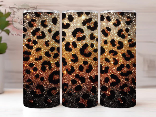 Elegant Black Gold Leopard Tumbler Wrap, Leopard Glitter Wrap, Seamless Animal Print, Elegant Tumbler Design, Glam Leopard Sublimation, Gold Glitter Wrap, Luxury Tumbler Wrap Sublimation Lara' s Designs 