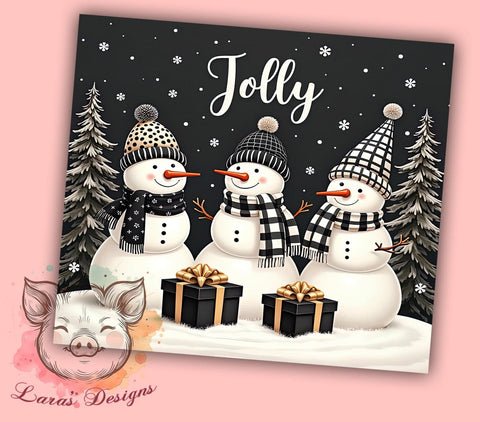 Elegant Black & White Snowman Tumbler, Black and White Design, 20oz Tumbler Wrap, Sublimation Snowman, Elegant Holiday Tumbler, Jolly Snowman Art, Winter Tumbler Design Sublimation Lara' s Designs 