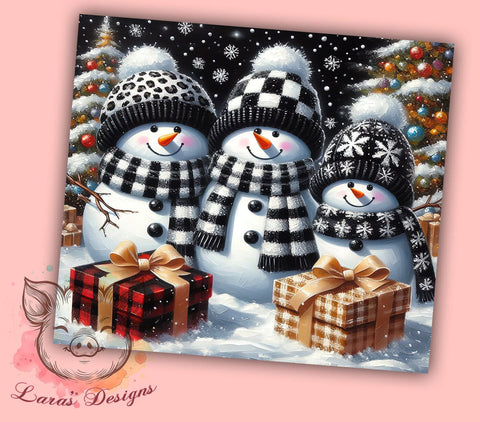 Elegant Black & White Snowman Tumbler, Black and White Design, 20oz Tumbler Wrap, Sublimation Snowman, Elegant Holiday Tumbler, Jolly Snowman Art, Winter Tumbler Design Sublimation Lara' s Designs 