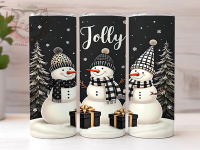Elegant Black & White Snowman Tumbler, Black and White Design, 20oz Tumbler Wrap, Sublimation Snowman, Elegant Holiday Tumbler, Jolly Snowman Art, Winter Tumbler Design Sublimation Lara' s Designs 