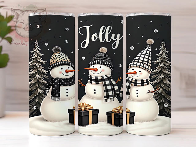 Elegant Black & White Snowman Tumbler, Black and White Design, 20oz Tumbler Wrap, Sublimation Snowman, Elegant Holiday Tumbler, Jolly Snowman Art, Winter Tumbler Design Sublimation Lara' s Designs 