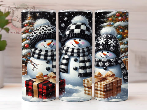 Elegant Black & White Snowman Tumbler, Black and White Design, 20oz Tumbler Wrap, Sublimation Snowman, Elegant Holiday Tumbler, Jolly Snowman Art, Winter Tumbler Design Sublimation Lara' s Designs 
