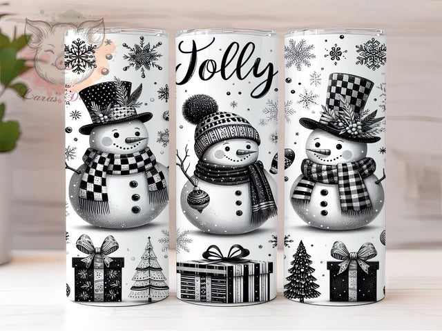 Elegant Black & White Snowman Tumbler, Black and White Design, 20oz Tumbler Wrap, Sublimation Snowman, Elegant Holiday Tumbler, Jolly Snowman Art, Winter Tumbler Design Sublimation Lara' s Designs 