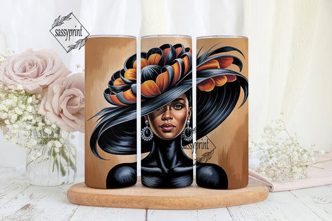 Elegant Black Woman 20oz Tumbler Wrap Sublimation sassyprint 