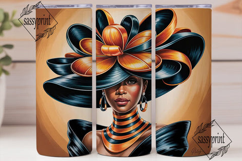 Elegant Black Woman 20oz Tumbler Wrap Sublimation sassyprint 