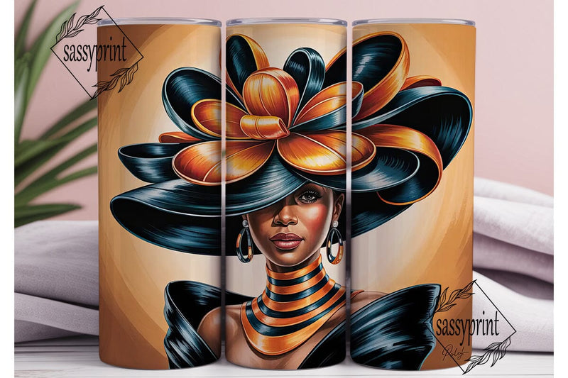 Elegant Black Woman 20oz Tumbler Wrap Sublimation sassyprint 