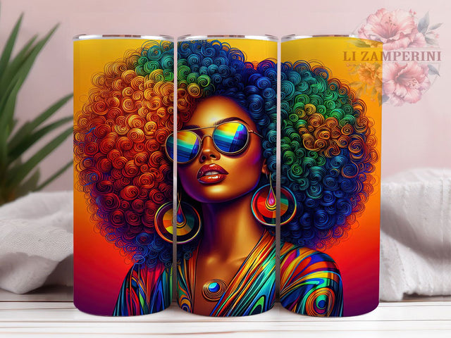 Elegant Black Woman Tumbler, Beautiful Art, Elegant Wrap, Sublimation Art, 20oz Tumbler, Bold Design, Cultural Theme Sublimation Li Zamperini 