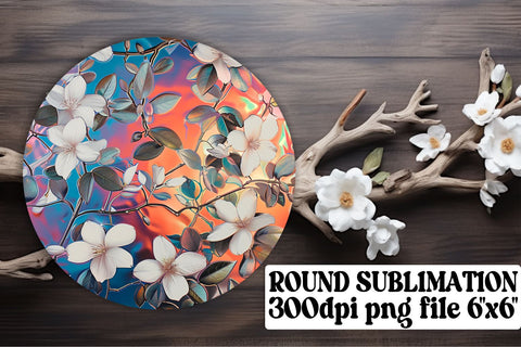 Elegant Blossom Circle Sublimation Kit: Keychain, Coaster, Ornament Set Sublimation afrosvg 