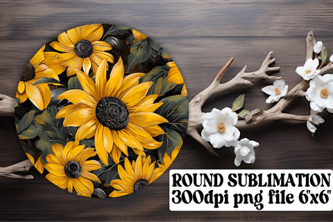 Elegant Blossom Circle Sublimation Set: Keychain, Coaster, Ornament Pack Sublimation afrosvg 