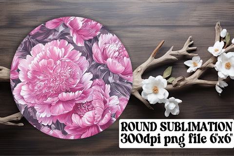 Elegant Blossom Circle Sublimation Set: Keychain, Coaster, Ornament Pack Sublimation afrosvg 