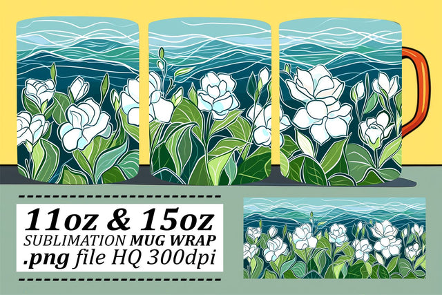 Elegant Blossom Mug Wrap Sublimation afrosvg 