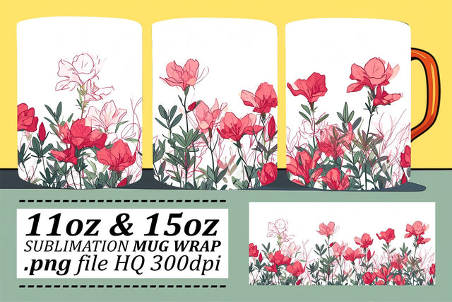 Elegant Blossom Mug Wrap Sublimation afrosvg 