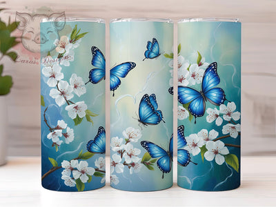 Elegant Blue Butterfly Tumbler, Seamless Butterfly Tumbler, Elegant Butterfly Wrap, Whimsical Blue Wrap, Artistic Butterfly Wrap, Sublimation Design, Trendy Gift Idea Sublimation Lara' s Designs 