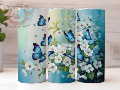 Elegant Blue Butterfly Tumbler, Seamless Butterfly Tumbler, Elegant Butterfly Wrap, Whimsical Blue Wrap, Artistic Butterfly Wrap, Sublimation Design, Trendy Gift Idea Sublimation Lara' s Designs 