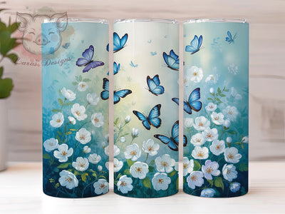 Elegant Blue Butterfly Tumbler, Seamless Butterfly Tumbler, Elegant Butterfly Wrap, Whimsical Blue Wrap, Artistic Butterfly Wrap, Sublimation Design, Trendy Gift Idea Sublimation Lara' s Designs 