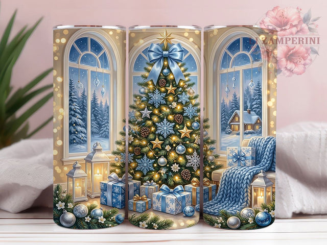 Elegant Blue Gold Christmas 20oz Tumbler, Elegant Blue Gold, Blue Gold Christmas, Elegant Christmas Tumbler, Blue Gold Tumbler, Christmas Tumbler, 20oz Tumbler, Tumbler Wrap Sublimation Li Zamperini 