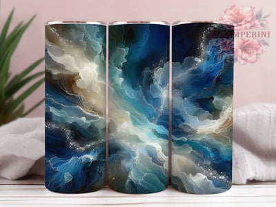 Elegant Blue Marble Tumbler, White Silver Tumbler, Elegant 20oz Wrap, Sublimation Design, Stylish Gift Idea, Modern Marble Wrap, Chic Marble Tumbler Sublimation Li Zamperini 