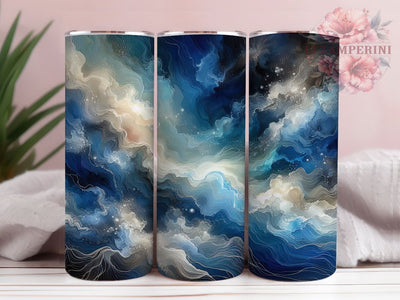 Elegant Blue Marble Tumbler, White Silver Tumbler, Elegant 20oz Wrap, Sublimation Design, Stylish Gift Idea, Modern Marble Wrap, Chic Marble Tumbler Sublimation Li Zamperini 