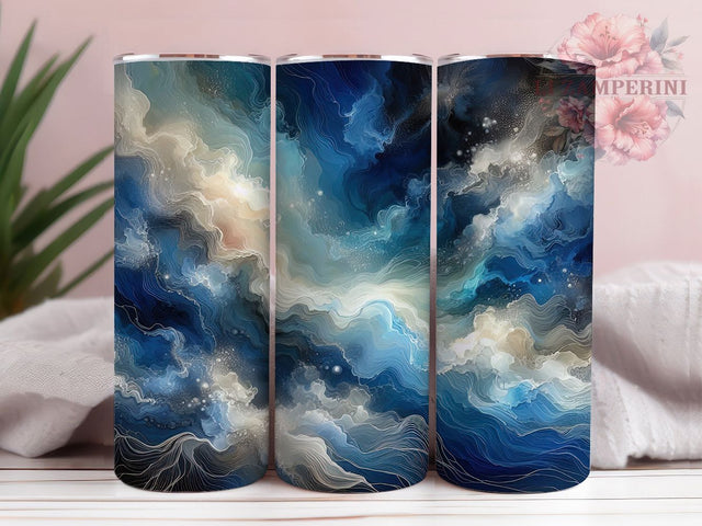 Elegant Blue Marble Tumbler, White Silver Tumbler, Elegant 20oz Wrap, Sublimation Design, Stylish Gift Idea, Modern Marble Wrap, Chic Marble Tumbler Sublimation Li Zamperini 