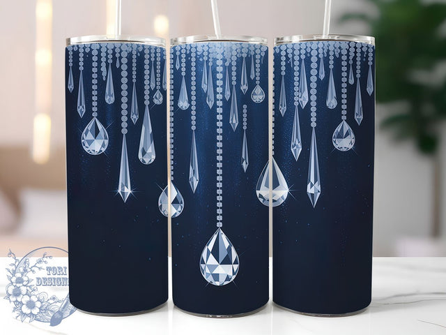 Elegant Blue Velvet Diamond Tumbler, Diamond Drip Wrap, 20oz Tumbler Sublimation, Luxury Glam Design, Elegant Blue Glitter Tumbler, Chic Velvet Drip Wrap, Stylish Glam Sublimation Sublimation ToriDesigns 