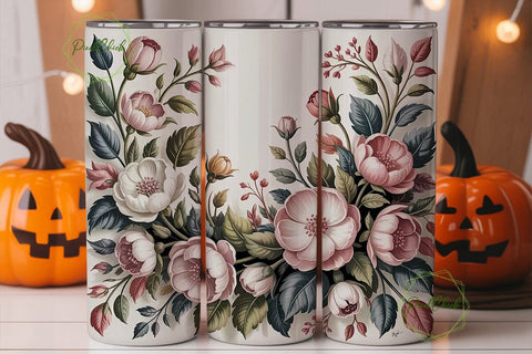Elegant Blush Pink Floral 20oz Tumbler Sublimation PixelChick 