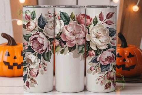 Elegant Blush Pink Floral 20oz Tumbler Sublimation PixelChick 