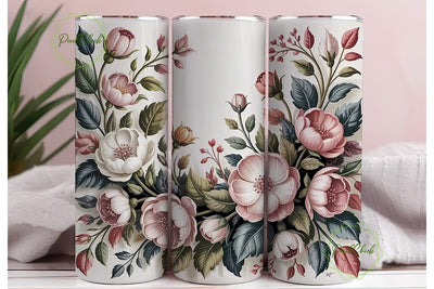 Elegant Blush Pink Floral 20oz Tumbler Sublimation PixelChick 