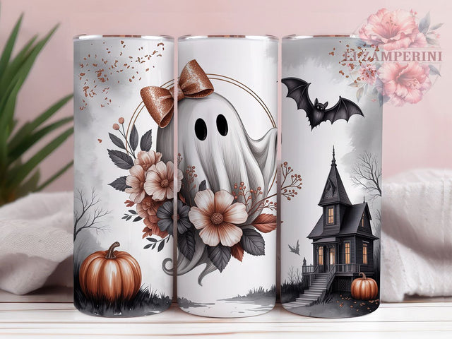 Elegant Bronze Ghost Halloween Tumbler Wrap, Halloween Tumbler Png, 20oz Skinny Tumbler, Metallic Halloween Tumbler, Spooky Season Sublimation, Elegant Halloween Design Sublimation Li Zamperini 