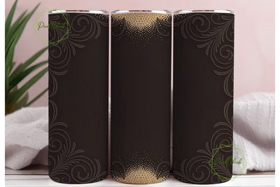 Elegant Brown & Gold Tumbler Design Sublimation PixelChick 