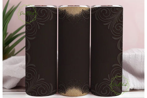Elegant Brown & Gold Tumbler Design Sublimation PixelChick 