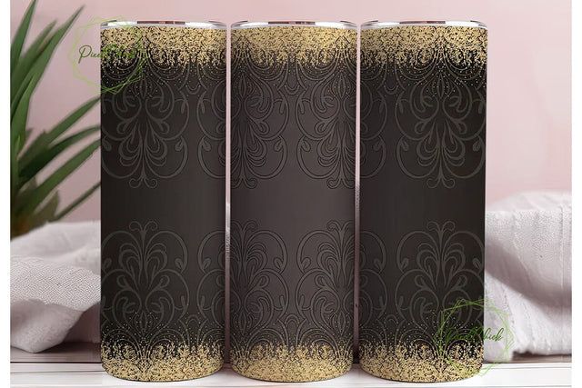 Elegant Brown & Gold Tumbler Design Sublimation PixelChick 