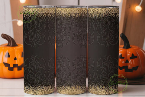Elegant Brown & Gold Tumbler Design Sublimation PixelChick 