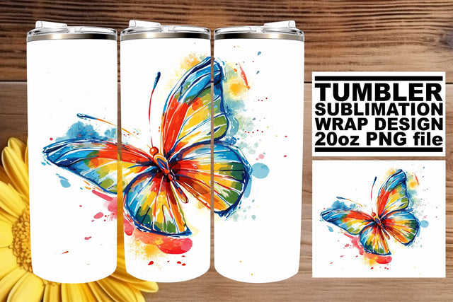 Elegant Butterfly 20oz Tumbler Sublimation Sublimation afrosvg 