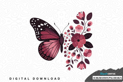 Elegant butterfly and floral sublimation png design Sublimation Regulrcrative 
