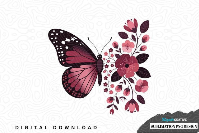 Elegant butterfly and floral sublimation png design Sublimation Regulrcrative 