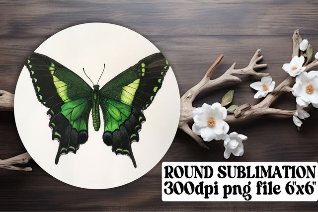 Elegant Butterfly Circle Sublimation for Keychains & Car Coasters Sublimation afrosvg 