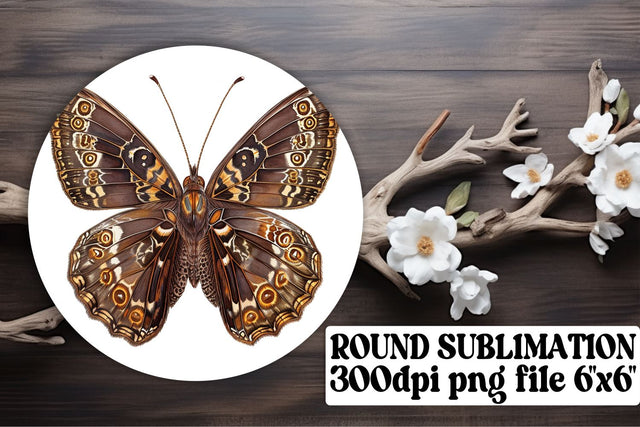 Elegant Butterfly Round Sublimation for Car Coasters & Key Rings Sublimation afrosvg 