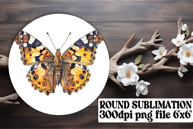 Elegant Butterfly Round Sublimation for Keyrings & Car Coasters Sublimation afrosvg 