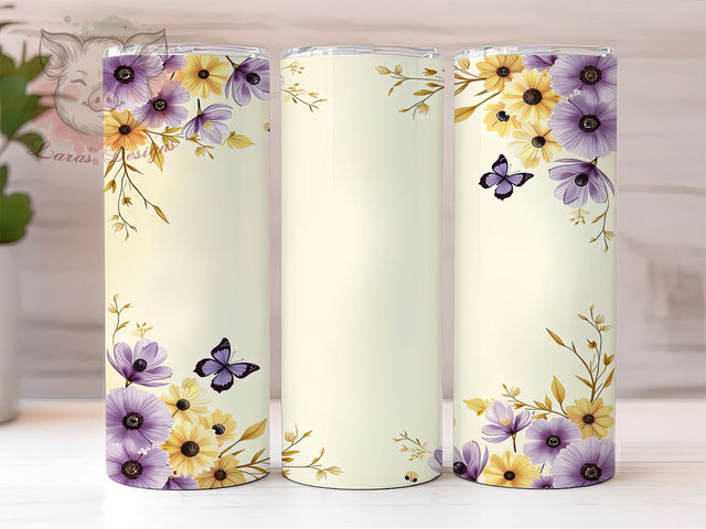 Elegant Butterfly Tumbler Wrap, Butterfly Tumbler, Purple Floral Design, Gold Flower Decor, 20oz Tumbler Wrap, Sublimation Art, Nature Lover Gift, Elegant Drinkware Sublimation Lara' s Designs 