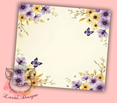 Elegant Butterfly Tumbler Wrap, Butterfly Tumbler, Purple Floral Design, Gold Flower Decor, 20oz Tumbler Wrap, Sublimation Art, Nature Lover Gift, Elegant Drinkware Sublimation Lara' s Designs 