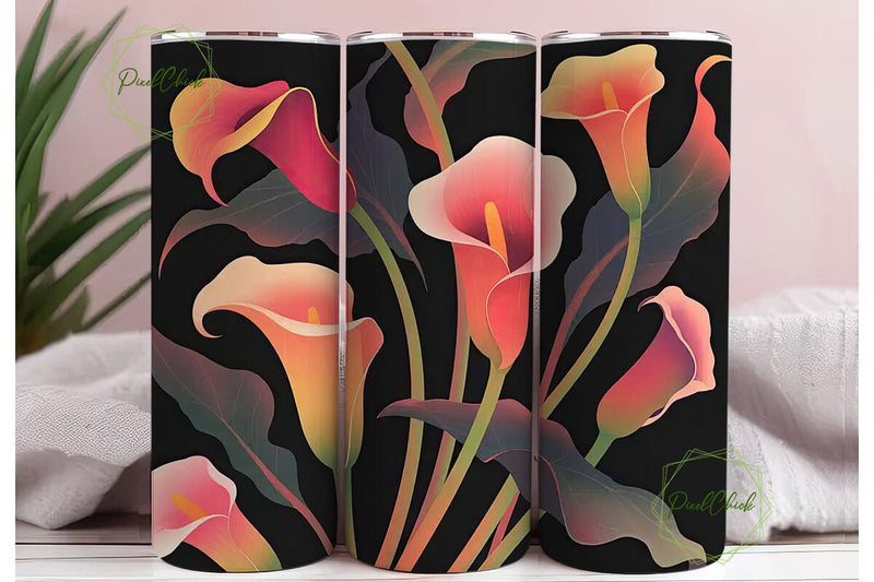Elegant Calla Lily 20oz Tumbler Wrap Sublimation PixelChick 