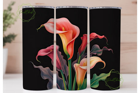 Elegant Calla Lily 20oz Tumbler Wrap Sublimation PixelChick 